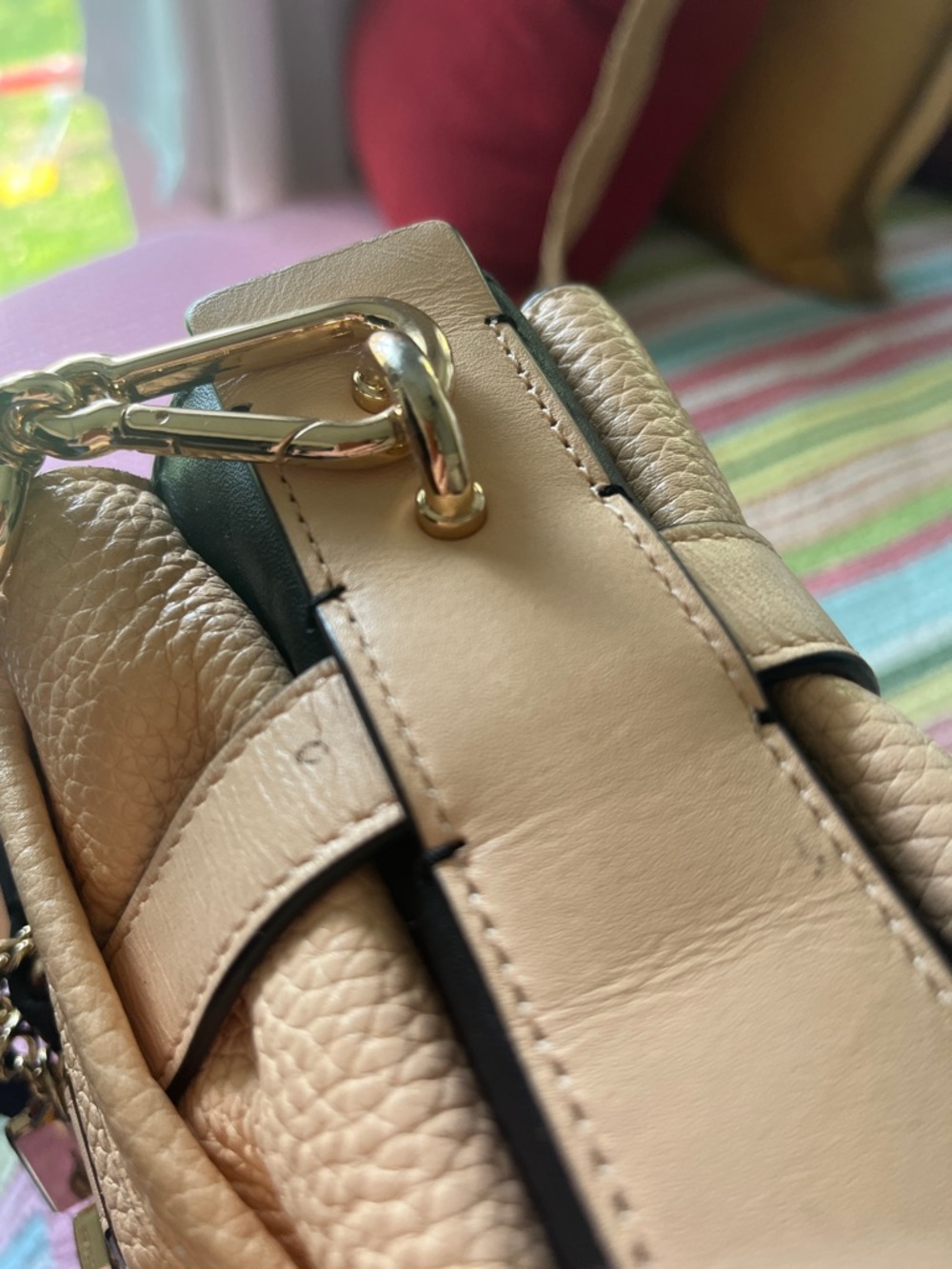 Coach Cream Satchel with Black Handles and Strap - Picture 4 of 7